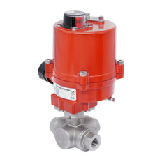 Rp 1/4'' L-Port 3-Wege Edelstahl-Kugelhahn mit elektrischem Antrieb 24 V AC/DC