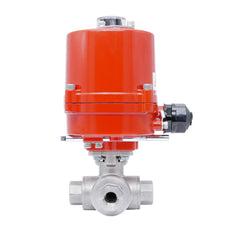 Rp 1/4'' L-Port 3-Wege Edelstahl-Kugelhahn mit elektrischem Antrieb 12 V AC/DC