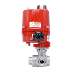Rp 3/8'' T-Port 3-Wege Edelstahl-Kugelhahn mit elektrischem Antrieb 12 V AC/DC