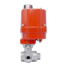 Rp 1/2'' L-Port 3-Wege Edelstahl-Kugelhahn mit elektrischem Antrieb 24 V AC/DC