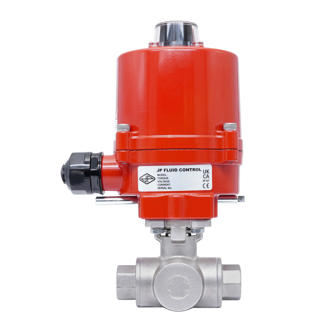 Rp 1/4'' T-Port 3-Wege Edelstahl-Kugelhahn mit elektrischem Antrieb 24 V AC/DC
