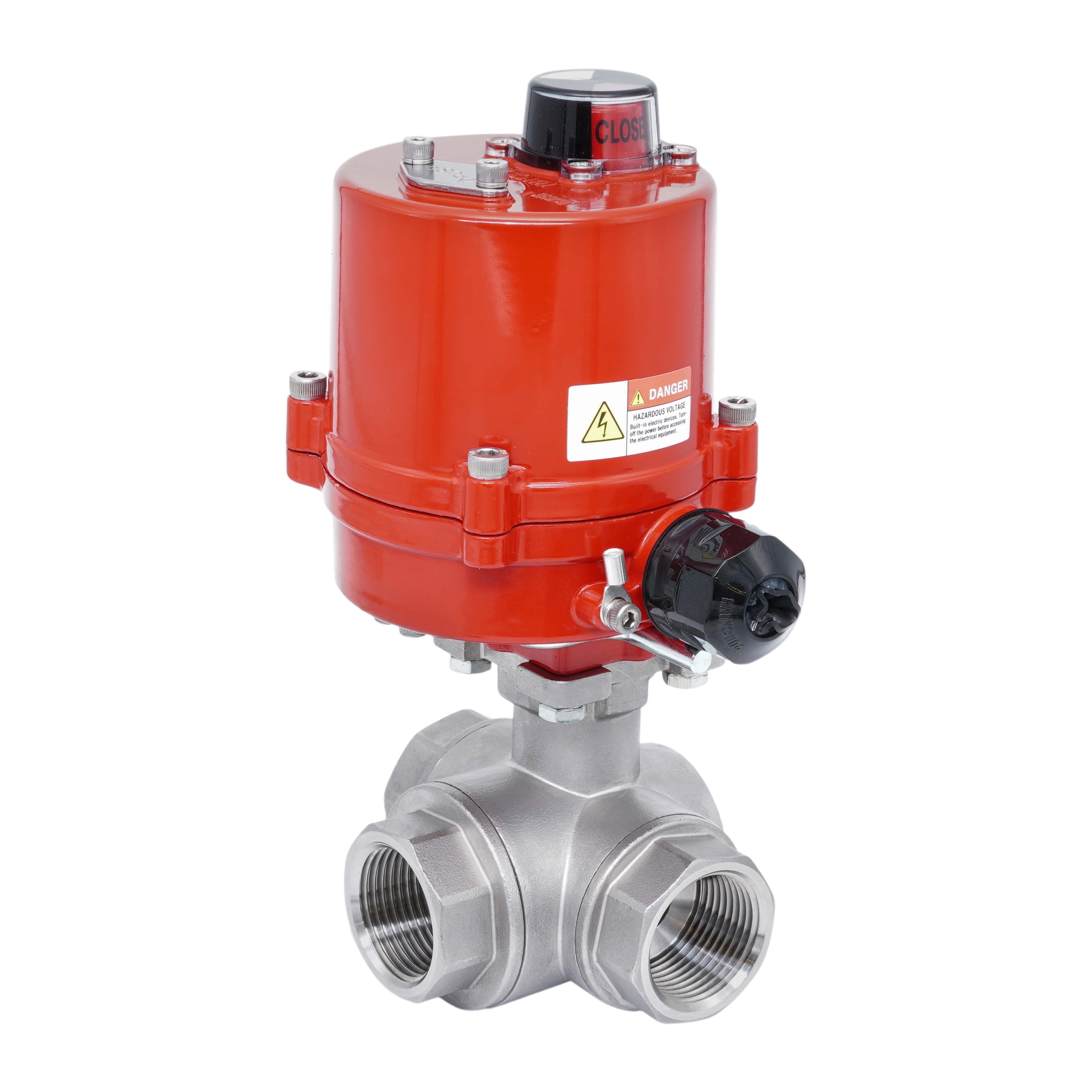 Produktbild von 1/2″ 3-Wege-Kugelhahn DN15 Aus Edelstahl 304 – T-Port Innengewinde, Für Wasser, Öl, Gas & Dampf, PN1,6–6,4 MPa, Mit Blauem Verriegelungsgriff