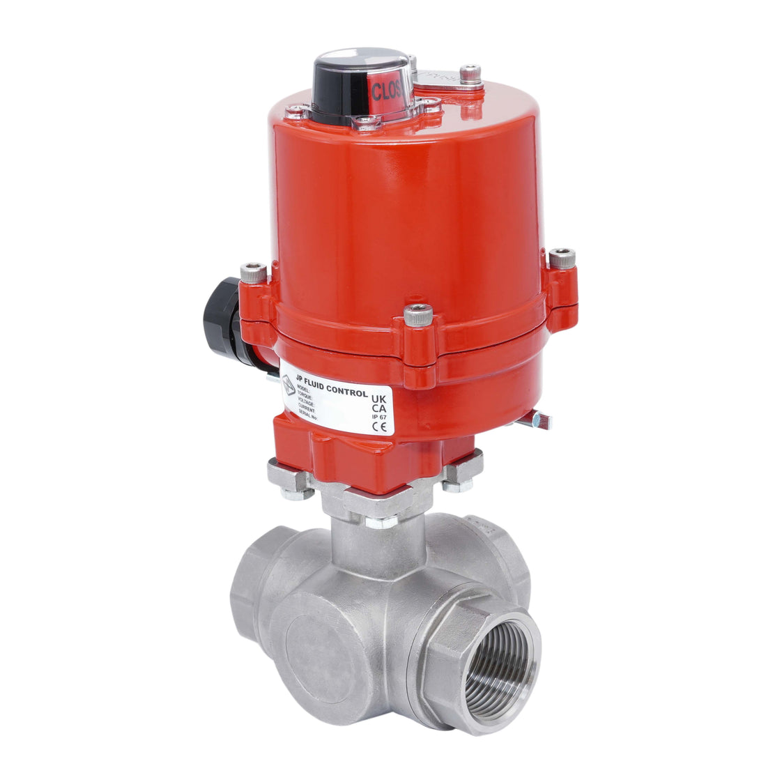 Rp 3/4'' T-Port 3-Wege Edelstahl-Kugelhahn mit elektrischem Antrieb 100-240 V AC
