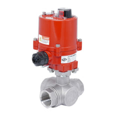 Rp 1'' L-Port 3-Wege Edelstahl-Kugelhahn mit elektrischem Antrieb 12 V AC/DC