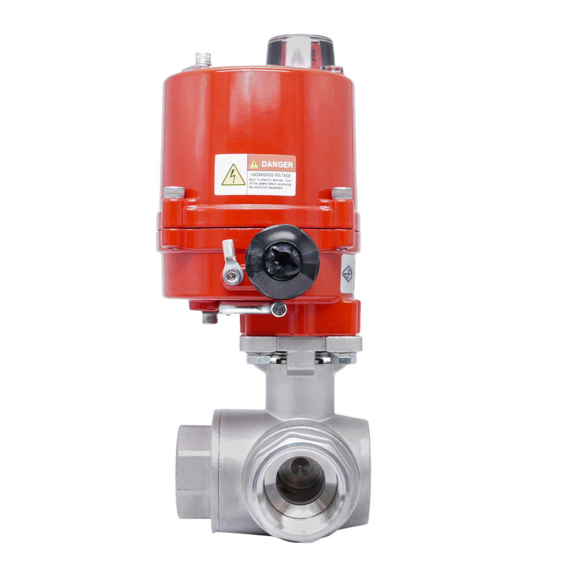 Rp 3/4'' T-Port 3-Wege Edelstahl-Kugelhahn mit elektrischem Antrieb 100-240 V AC