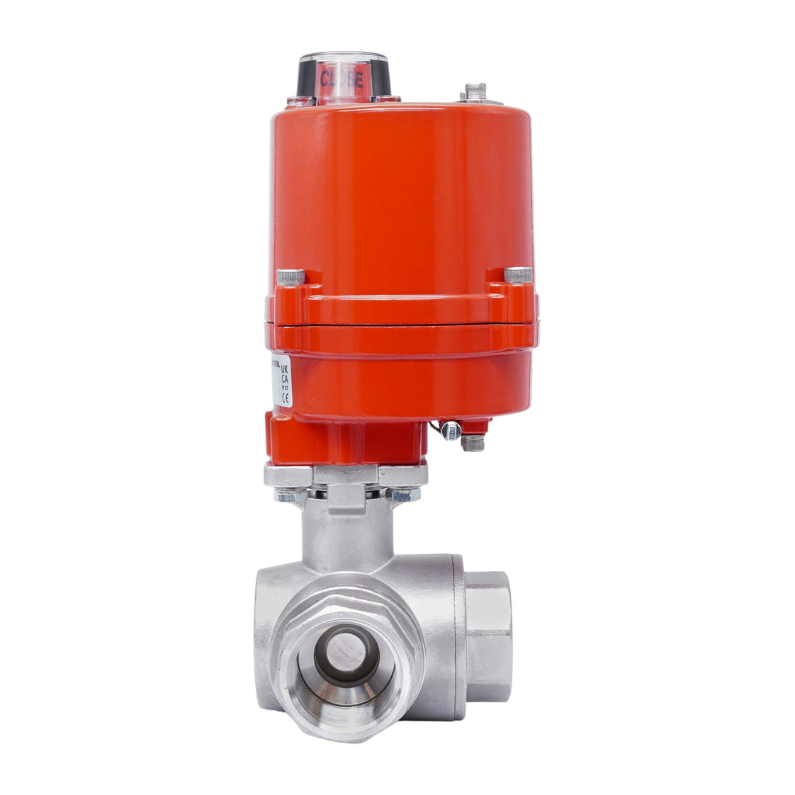 Rp 3/4'' L-Port 3-Wege Edelstahl-Kugelhahn mit elektrischem Antrieb 12 V AC/DC