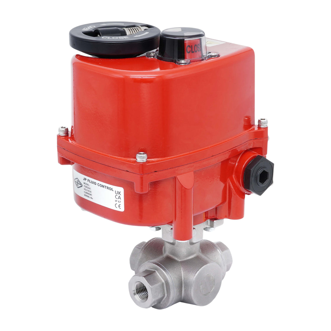 Rp 1/2'' L-Port 3-Wege Edelstahl-Kugelhahn mit modulierendem elektrischem Antrieb 24 V AC/DC