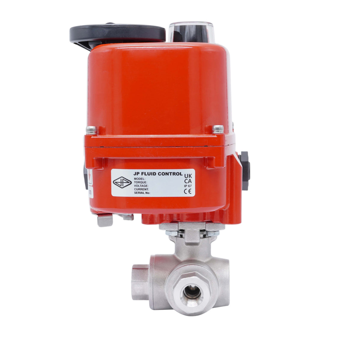 Rp 3/8'' T-Port 3-Wege Edelstahl-Kugelhahn mit modulierendem elektrischem Antrieb 24 V AC/DC
