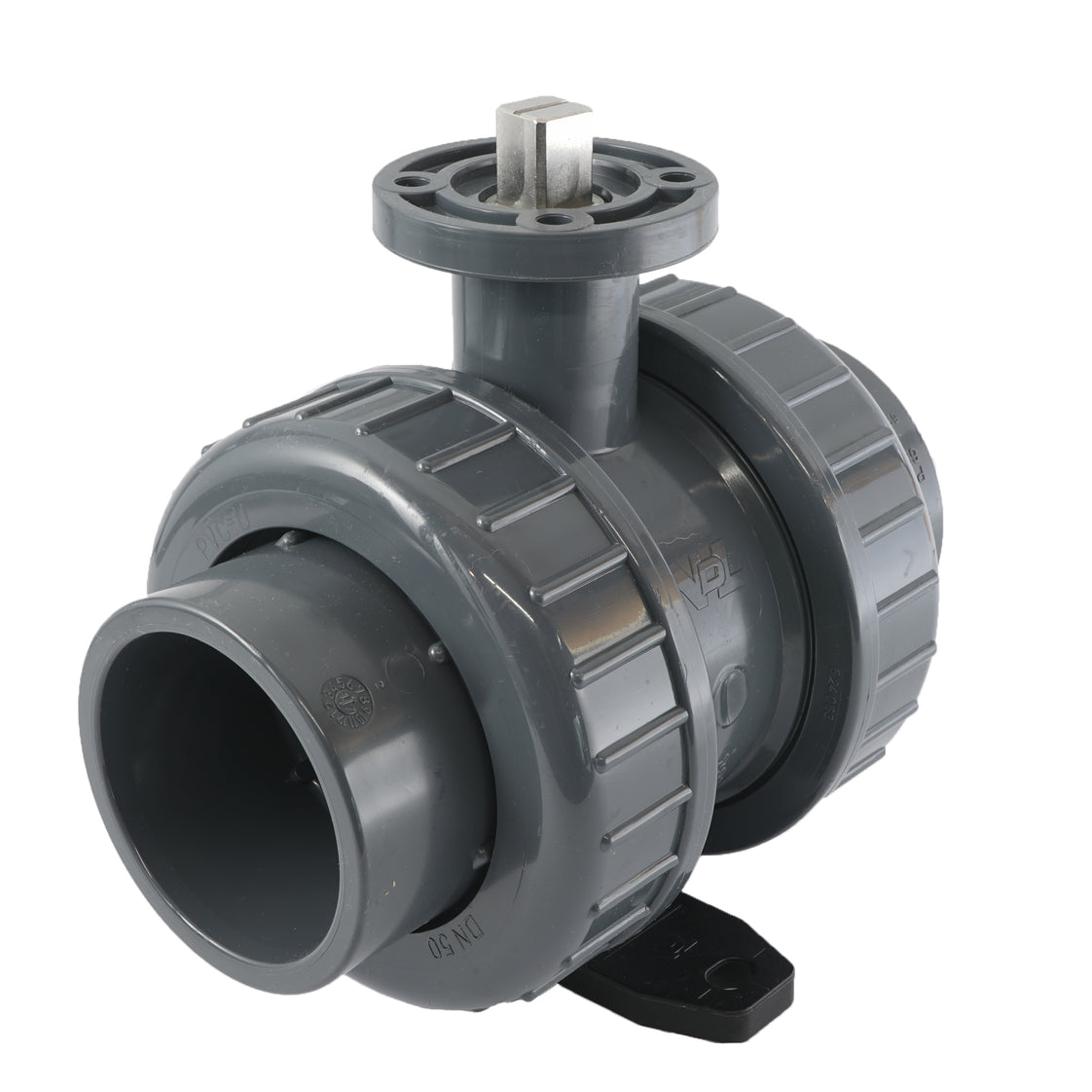 63mm 2-Wege PVC Kugelhahn ISO-Top Anschluss - 614 - VDL