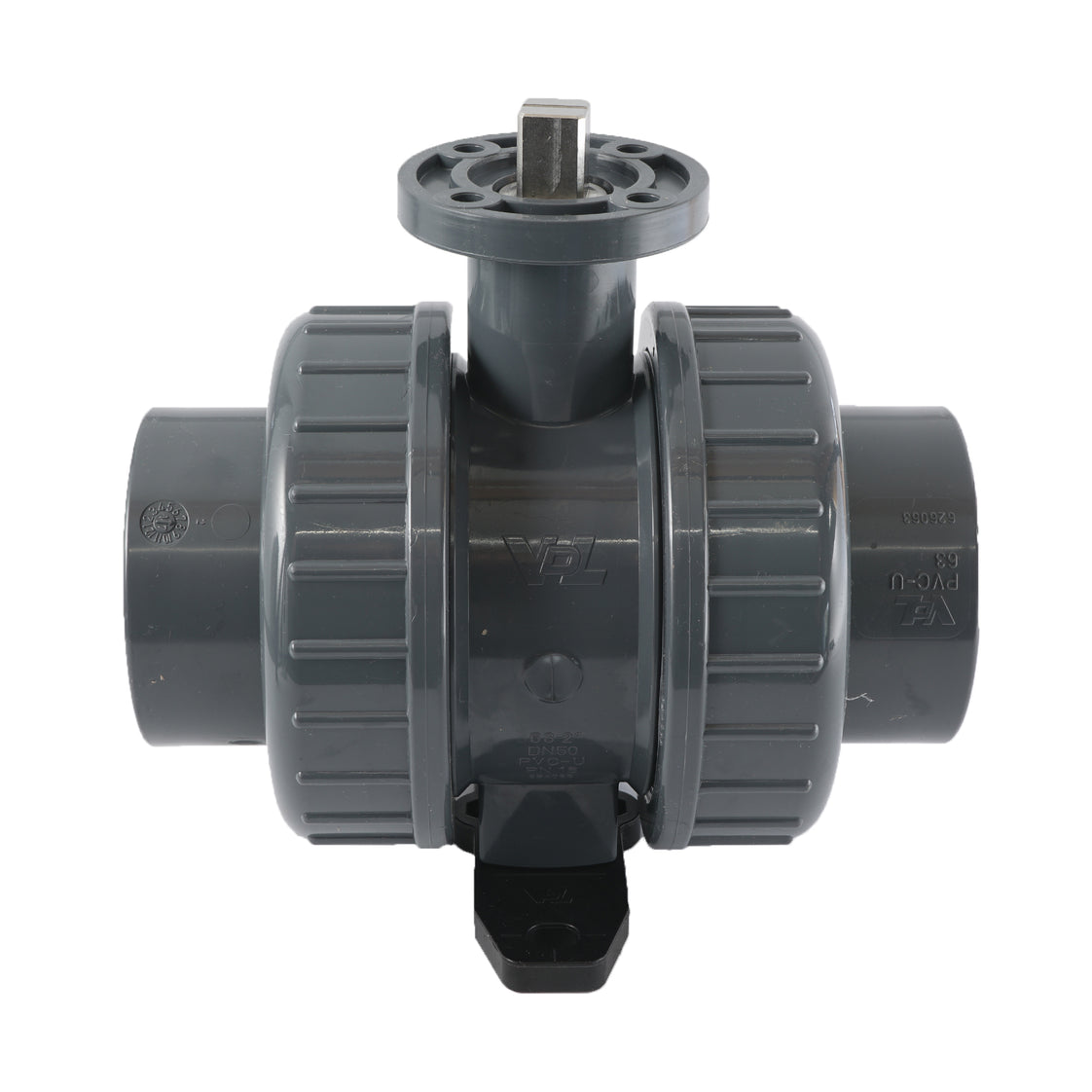 63mm 2-Wege PVC Kugelhahn ISO-Top Anschluss - 614 - VDL
