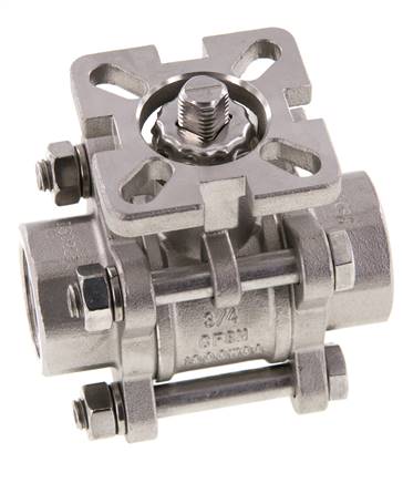G3/4'' 2-Wege-Edelstahl-Kugelhahn 3-teilig mit vollem Durchgang ISO-Top - BL2SA3