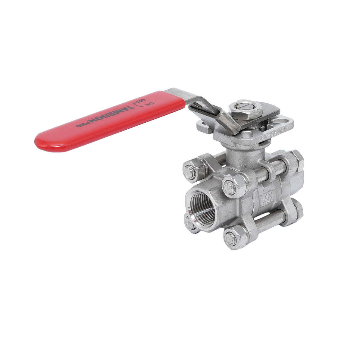 Rp 3/8'' 3-Teiliger 2-Wege Edelstahl Kugelhahn 69 bar RTFE ISO-Top F03/F04 - TamesonPRO 1121-038