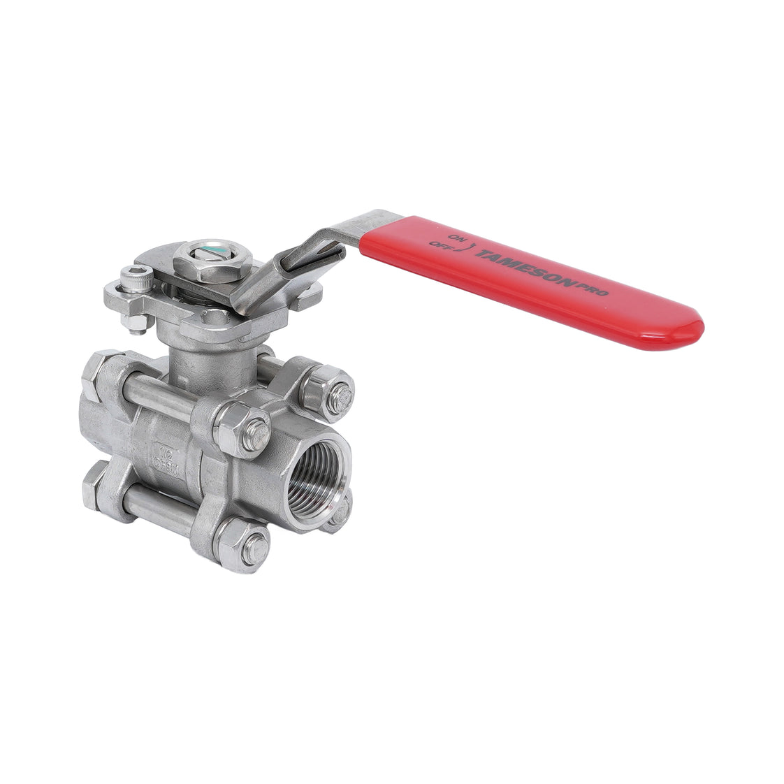 Rp 3/8'' 3-Teiliger 2-Wege Edelstahl Kugelhahn 69 bar RTFE ISO-Top F03/F04 - TamesonPRO 1121-038