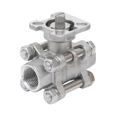 Rp 3/8'' 3-Teiliger 2-Wege Edelstahl Kugelhahn 69 bar RTFE ISO-Top F03/F04 - TamesonPRO 1121-038