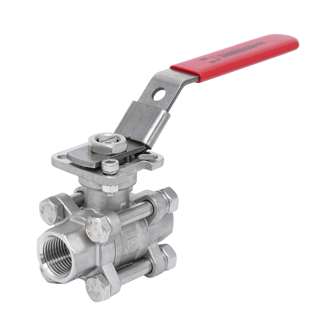 Rp 1/2'' 3-Teiliger 2-Wege Edelstahl Kugelhahn 69 bar RTFE ISO-Top F03/F04 - TamesonPRO 1121-012