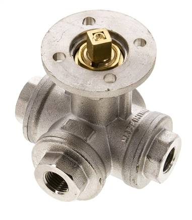 G1/4'' 3-Wege-Kugelhahn mit L-Anschluss Messing ISO-Top 40bar - BL3BAL