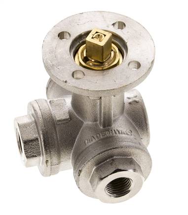 G1/4'' 3-Wege-Kugelhahn mit L-Anschluss Messing ISO-Top 40bar - BL3BAL