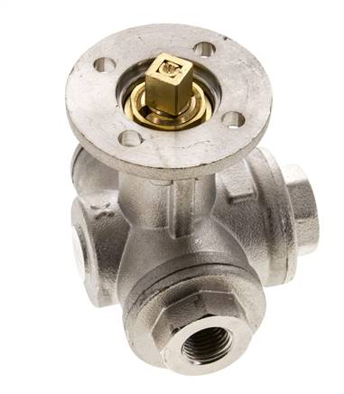 G1/4'' 3-Wege-Kugelhahn mit L-Anschluss Messing ISO-Top 40bar - BL3BAL