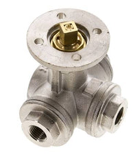 G1/4'' 3-Wege-Kugelhahn mit L-Anschluss Messing ISO-Top 40bar - BL3BAL