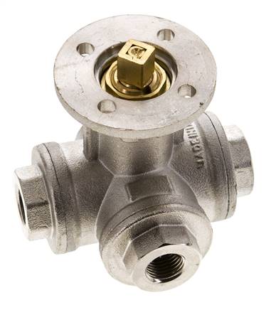 G1/4'' 3-Wege-Kugelhahn mit L-Anschluss Messing ISO-Top 40bar - BL3BAL