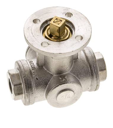 G1/4'' 3-Wege-Kugelhahn mit T-Anschluss Messing ISO-Top 40bar - BL3BAT