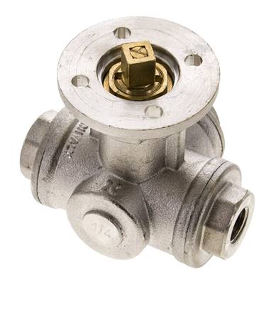 G1/4'' 3-Wege-Kugelhahn mit T-Anschluss Messing ISO-Top 40bar - BL3BAT