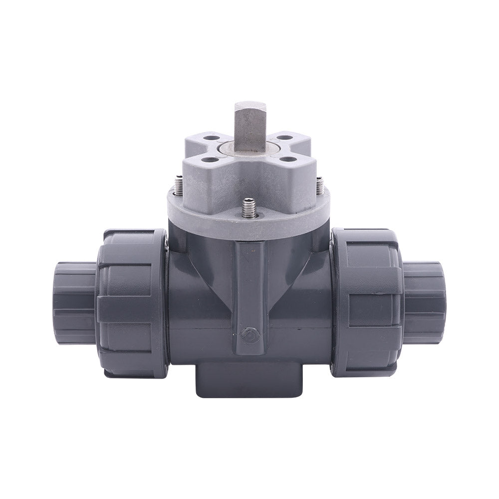 63mm Klebemuffe 3-Wege PVC-Kugelhahn T-Bohrung ISO-Top F05 10 bar PTFE/EPDM