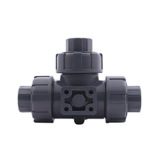63mm Klebemuffe 3-Wege PVC-Kugelhahn T-Bohrung ISO-Top F05 10 bar PTFE/EPDM