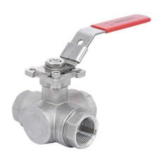 G 3/8'' 3-Wege T-Port Edelstahl Kugelhahn 69 Bar PTFE ISO-Top F03/F04 - TamesonPRO 1125-038-T