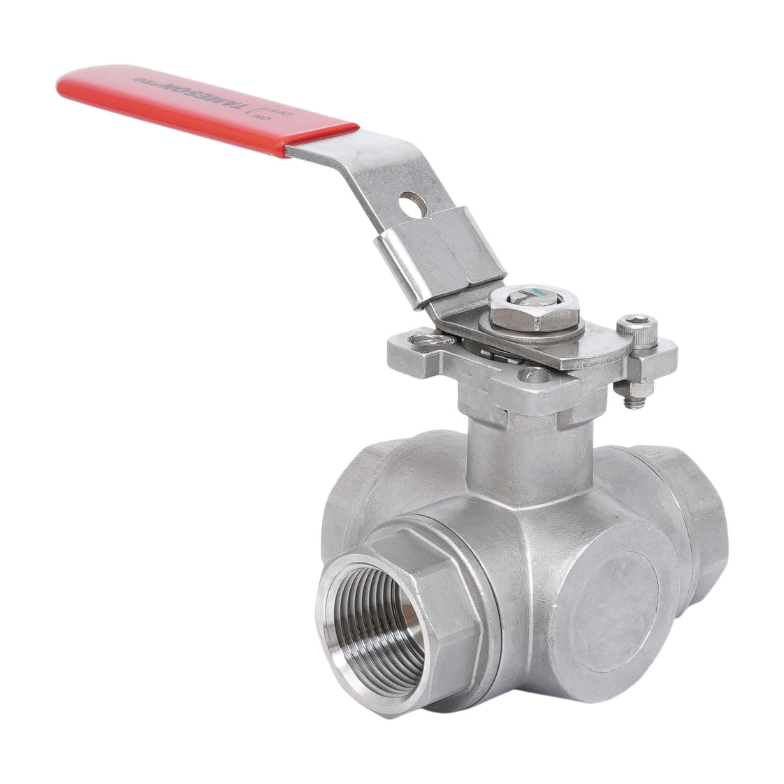 G 1-1/4'' 3-Wege L-Port Edelstahl Kugelhahn 69 Bar PTFE ISO-Top F04/F05 - TamesonPRO 1125-114-L