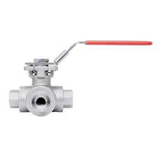 G 3/8'' 3-Wege L-Port Edelstahl Kugelhahn 69 Bar PTFE ISO-Top F03/F04 - TamesonPRO 1125-038-L