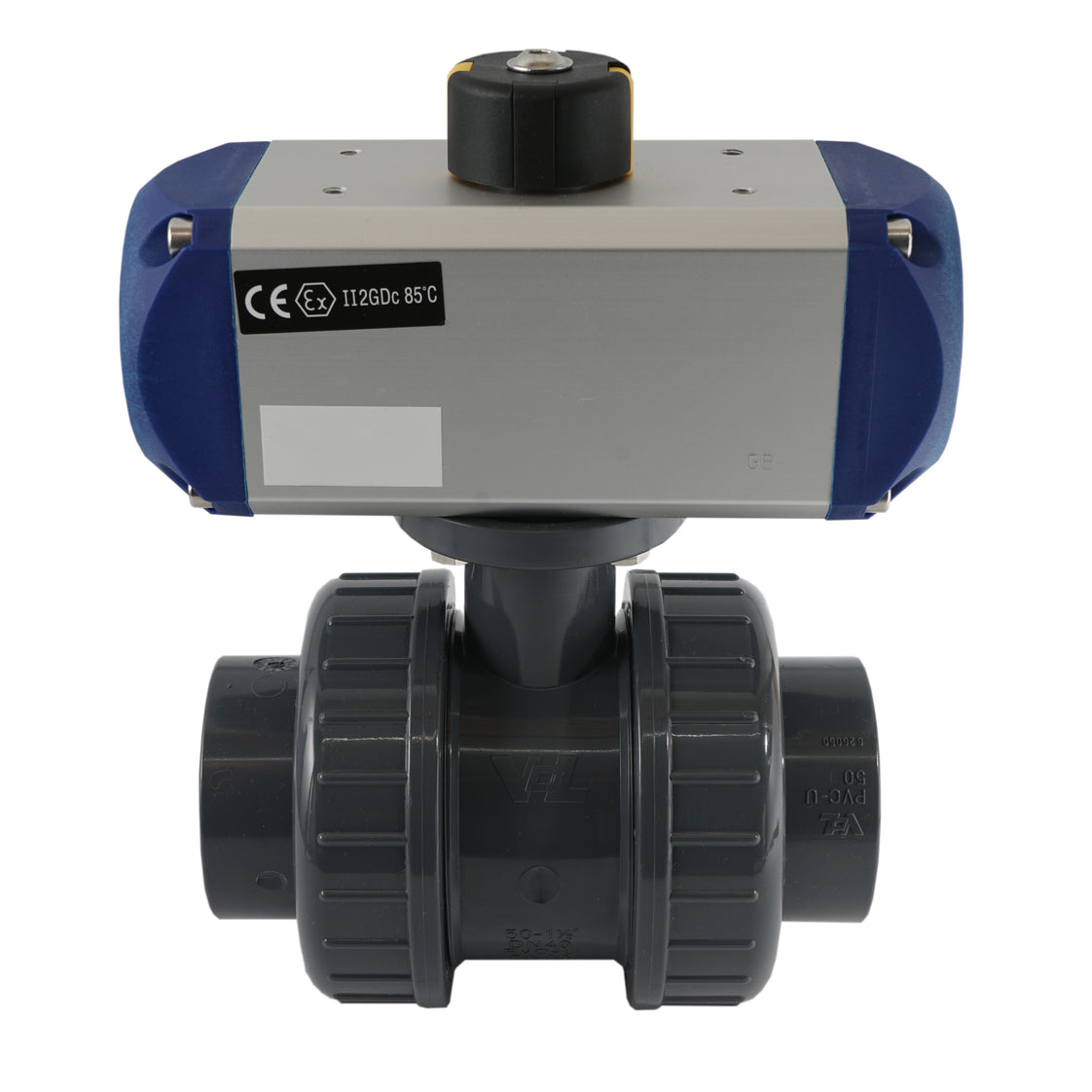 50mm 2-Wege PVC Pneumatischer Kugelhahn Doppeltwirkend - VDL