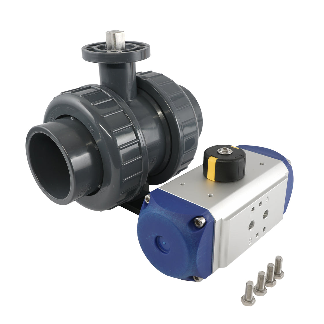 63mm 2-Wege PVC Pneumatische Kugelhahn Feder Offen - VDL