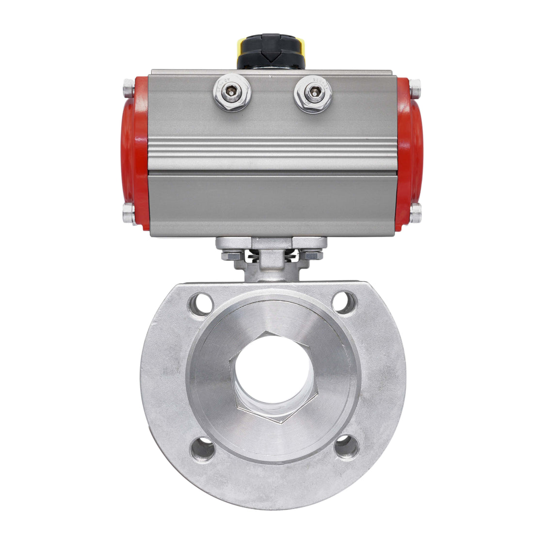DN15 PN40 1-teiliger geflanschter 2-Wege Pneumatischer Edelstahl-Kugelhahn Federschließend