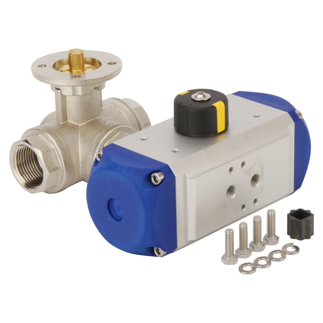 G1-1/4'' 3-Wege L-Port Messing Pneumatische Kugelventil Doppelt Wirkend - BL3BA