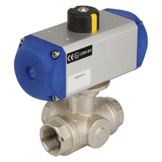 G1'' 3-Wege L-Port Messing Pneumatische Kugelventil Doppelt Wirkend - BL3BA