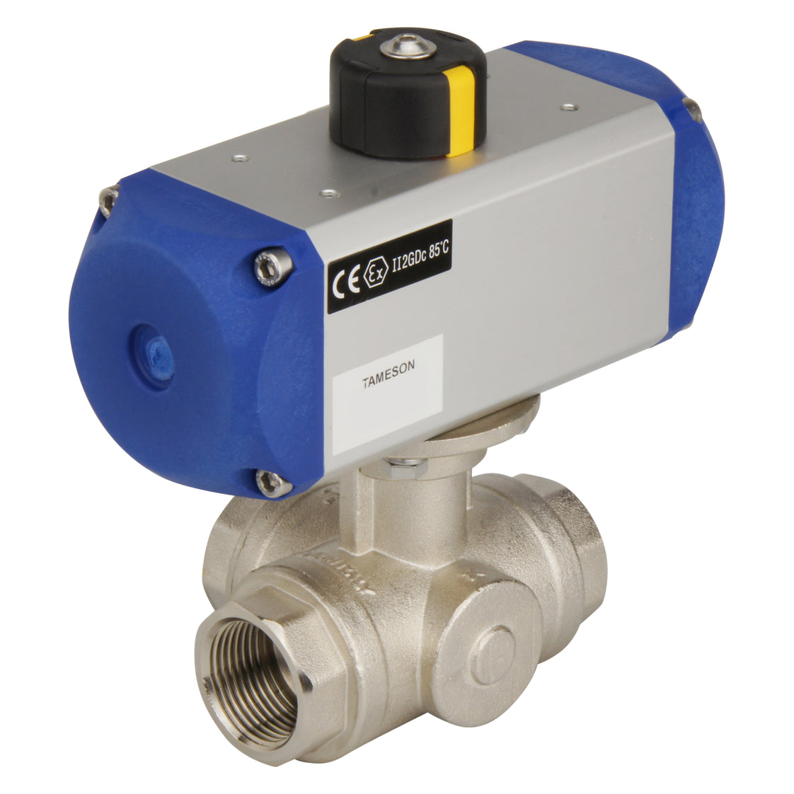G1'' 3-Wege T-Port Messing Pneumatische Kugelventil Feder Geschlossen - BL3BA