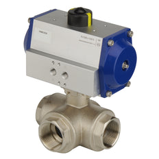 G2'' 3-Wege L-Port Messing Pneumatische Kugelhahn Feder Offen - BL3BA