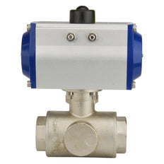 G1-1/2'' 3-Wege L-Port Messing Pneumatische Kugelventil Feder Geschlossen - BL3BA