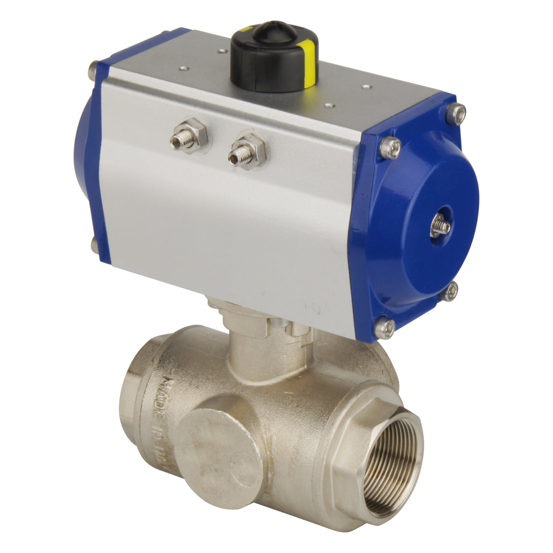 G1-1/2'' 3-Wege L-Port Messing Pneumatische Kugelventil Feder Geschlossen - BL3BA