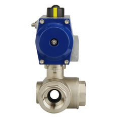 G1-1/2'' 3-Wege L-Port Messing Pneumatische Kugelventil Feder Geschlossen - BL3BA