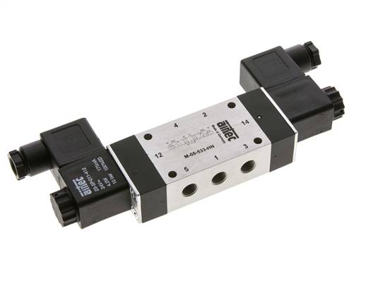 5/3 G1/8'' Auspuff-Mittelmagnetventil 12V DC 3-8bar/42-112psi Airtec