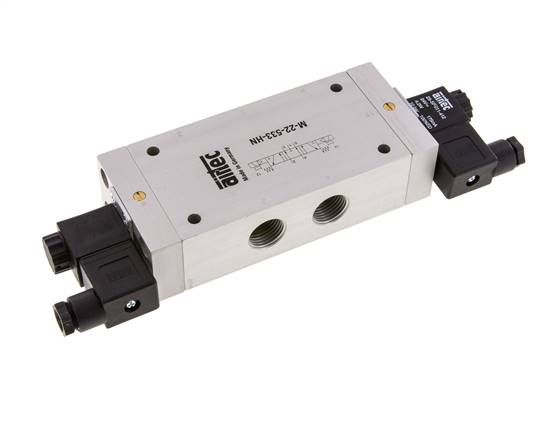 5/3 G1/2'' Auspuff-Mittelmagnetventil 24V DC 3-10bar/42-140psi Airtec