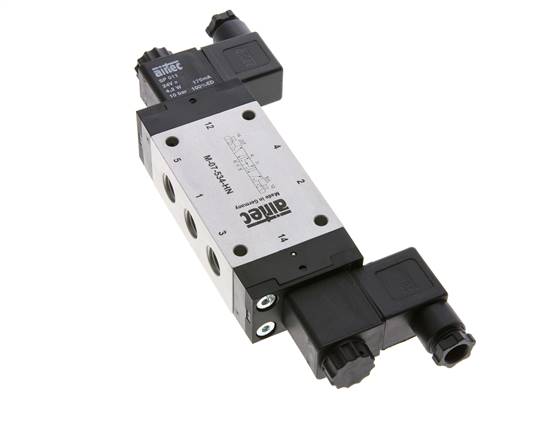 5/3 G1/4'' Druck-Center-Magnetventil 24V AC 3-8bar/42-112psi Airtec