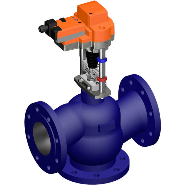 Belimo 3-Wege Geradsitzventil DN100 Flansch 30mm Hub Kvs145 24VAC/DC 150s BACnet/Modbus/MP-Bus 2500N IP54 H7100R/EV24A-MOD