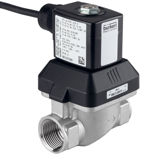 Magnetventil NPT 1/2'' NC Edelstahl FKM 0.5-10bar/7-145psi 24VAC/DC Wasserschlagschutz ATEX 6213 360252