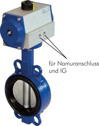 DN50 (2 Zoll) Zwischenflansch-Pneumatikklappe GG25-GGG40 polyamidbeschichtet-EPDM federschließend - BFLW