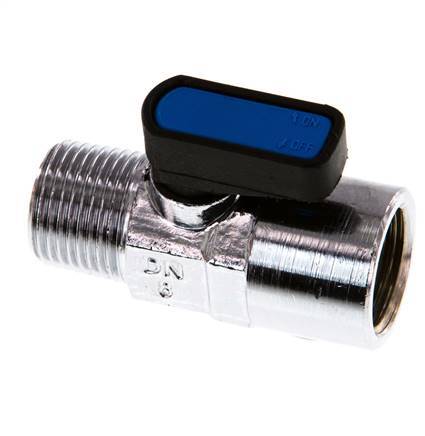 Männlich bis weiblich R/Rp 3/8 Zoll 2-Wege-Messing Mini-Kugelhahn Compact EN331 Gas 20 Bar