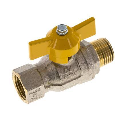 Messing-Kugelhahn mit Schmetterlingsgriff, 2-Wege, männlich/weiblich, R/Rp 1/2 Zoll