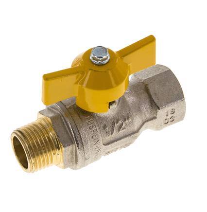 Messing-Kugelhahn mit Schmetterlingsgriff, 2-Wege, männlich/weiblich, R/Rp 1/2 Zoll
